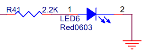 图 1.4 标识为 LED 的 LED 的硬件连接图